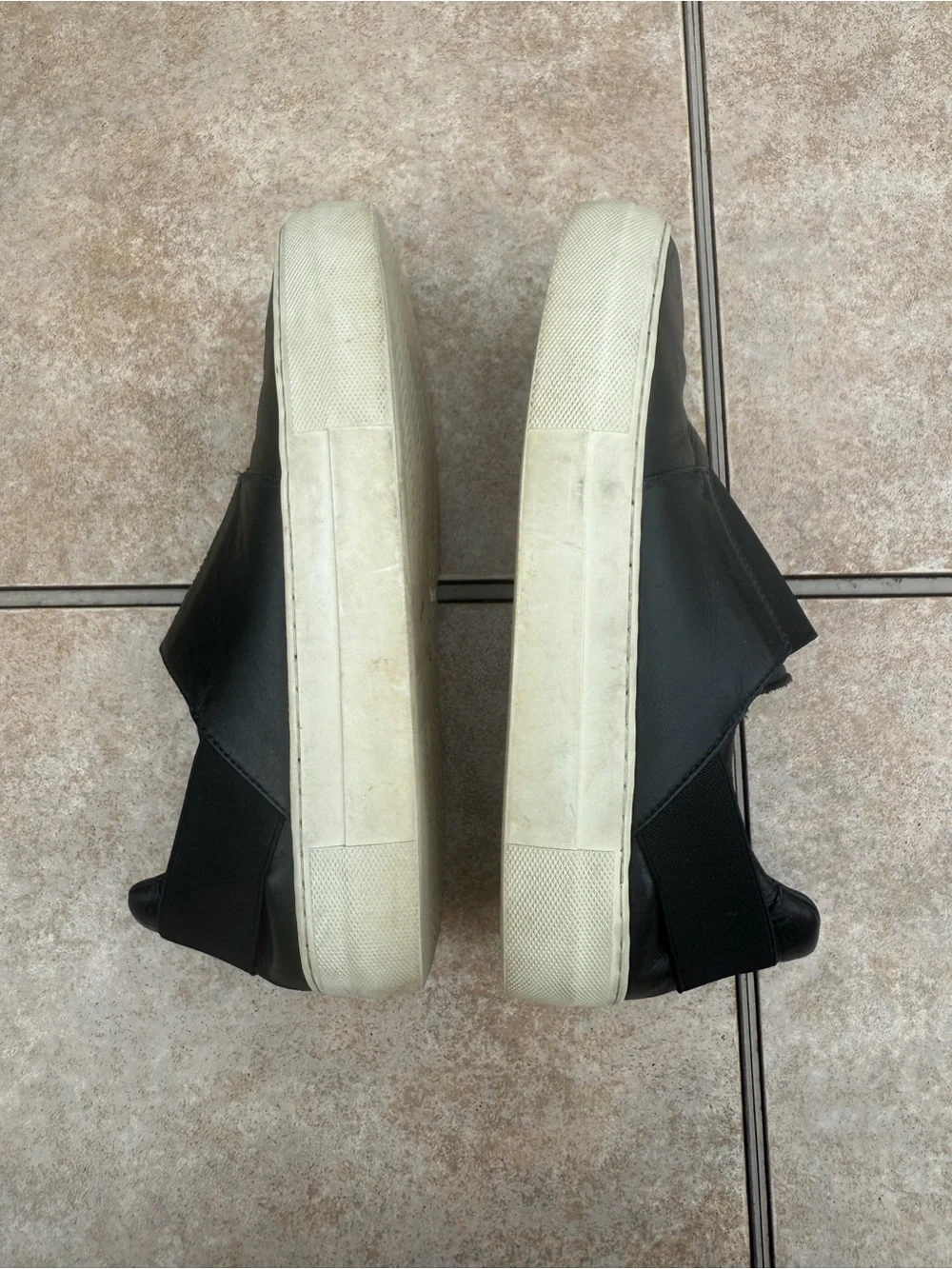 Helmut Lang black leather slip-on sneakers